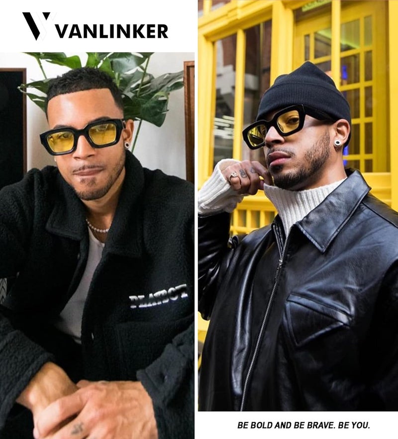 VANLINKER Thick Square Sunglasses for Men Women Retro Chunky Rectangle Shades UV400 Protection VL9731 - Image 2